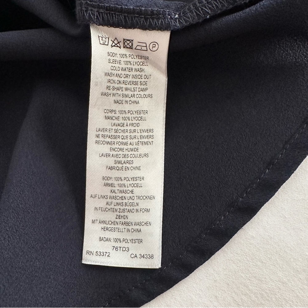 French Connection Navy Blue and Black Mixed Media Blouse - Picture 5 of 5